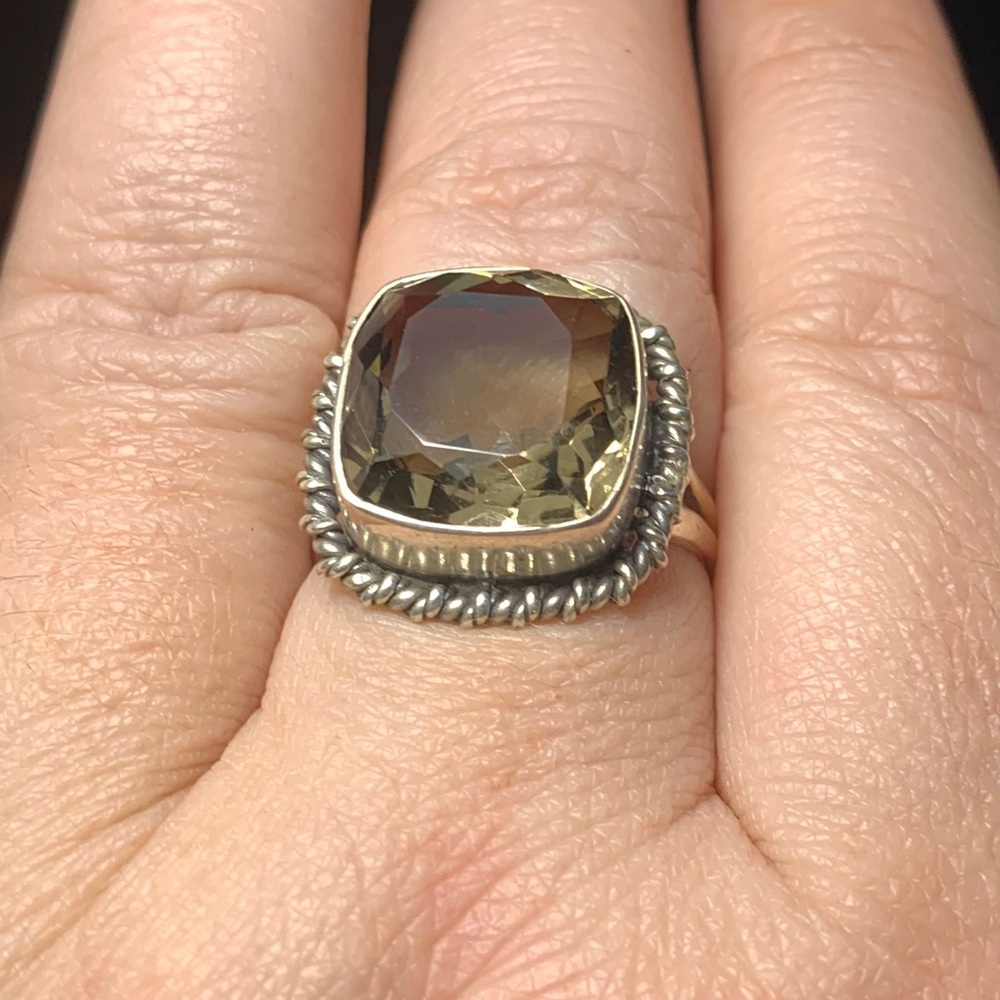 Solid Sterling Smokey Quartz Ring - image 3